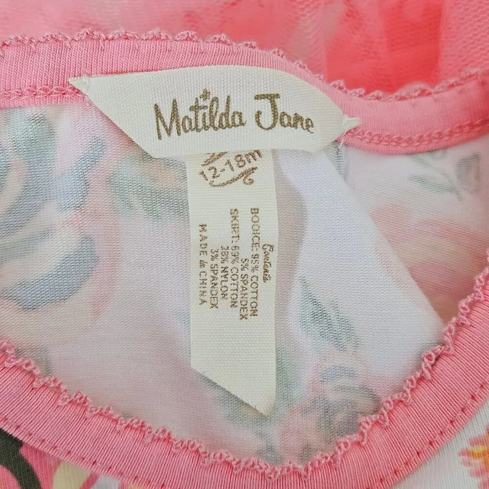 Matilda Jane Baby Tiered Tulle‎ Floral Dress Peach Pink | Toddler 12 - 18 Months